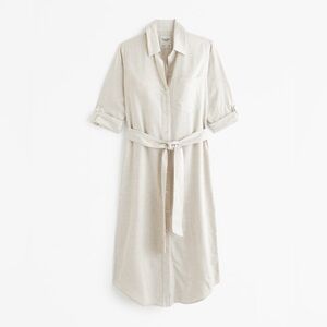 Abercrombie Linen Blend Midi Shirt Dress